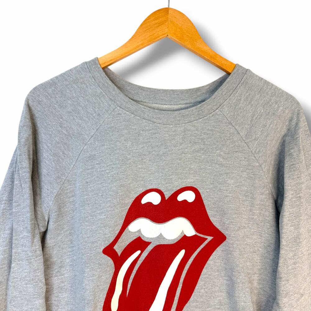 T&B Rolling Stones Tongue Logo Sweatshirt Gray Crewneck Longsleeve Size Small - Picture 2 of 6